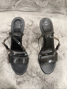 Marc Fisher LTD Lcalisty Black Smoky Clear Strappy Heels Sandals Women 7.5